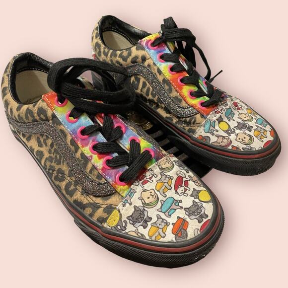 Vans Lace up Custom Leopard Sparkle Kitty Womens sz 5 Sneakers Shoes - Picture 12 of 12